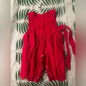 Nantucket Kids red corduroy festive overalls, size 3-6 mos, like new